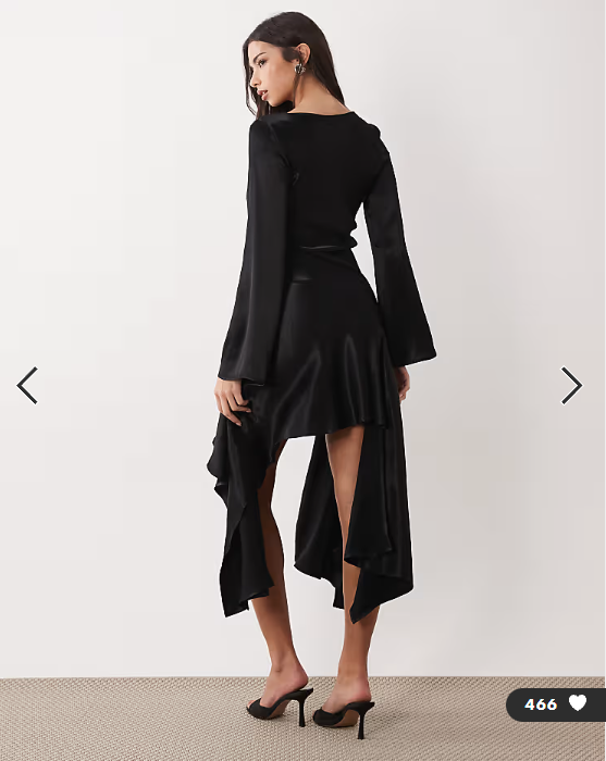ASOS DESIGN slash neck waterfall mini dress in black