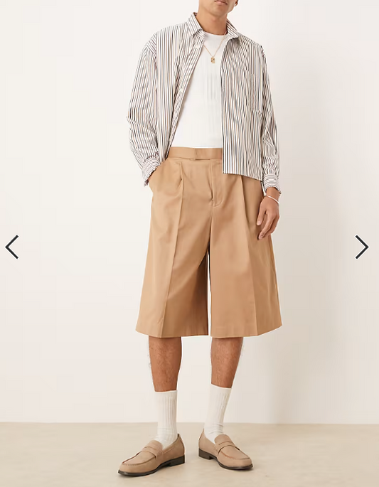 ASOS DESIGN smart oversized bermuda shorts in stone