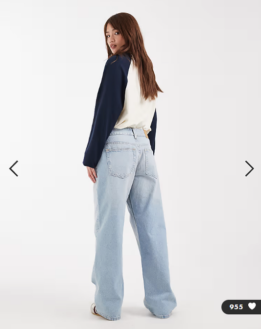 ASOS DESIGN Circular Design Collection Petite oversized baggy boyfriend jeans in soft light midwash
