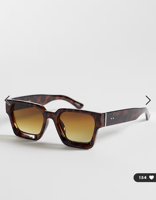 Pieces retro square brow bar sunglasses in tortoise shell
