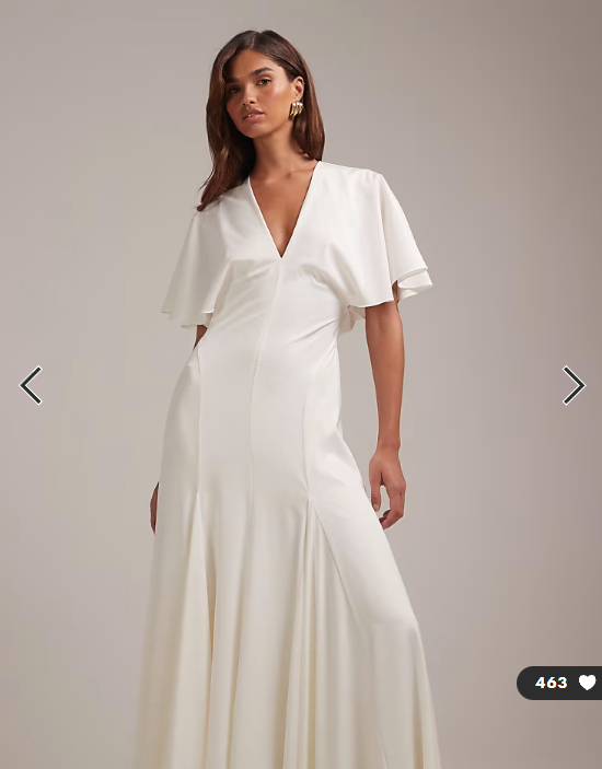 ASOS DESIGN Bridal cape sleeve godet maxi dress in ivory