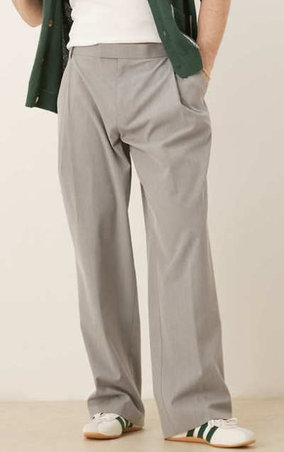 Asos - Smart wide leg trousers with deep pleats in grey
