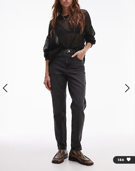 Topshop Hourglass original mom high rise jeans in washed black