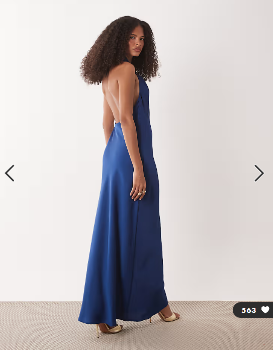 JDY halter neck satin maxi dress in navy