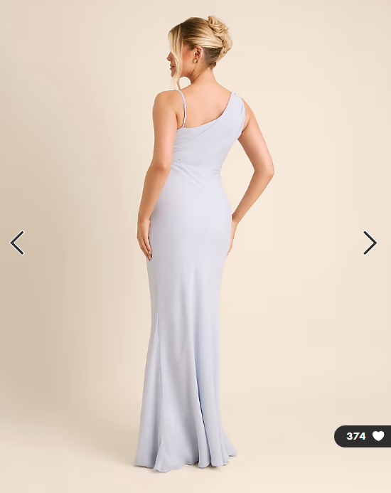 Six Stories Bridesmaid crepe asymmetric cowl neck maxi dress in pale blue