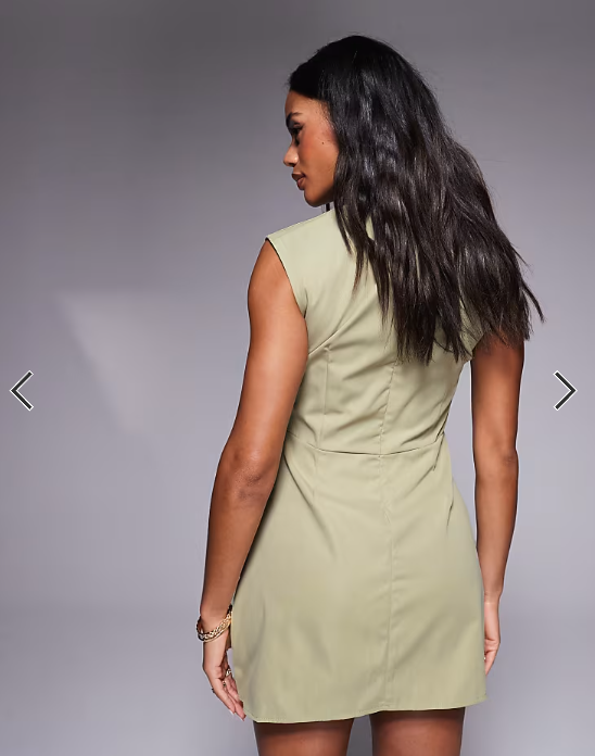 Missyempire tailored pocket detail sleeveless mini dress in sage