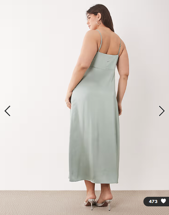 VILA Curve satin cowl neck cami maxi dress in milieu green