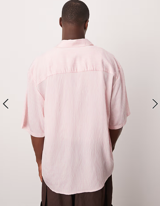 ASOS DESIGN oversized stripe shirt with embroidery in white