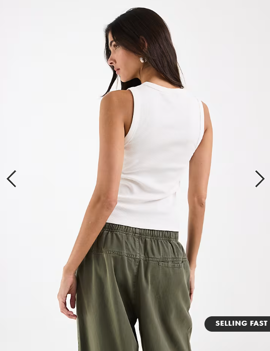 ASOS DESIGN ribbed popper detail vest in white