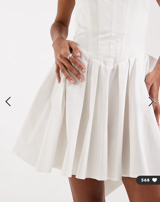 TFNC Bridal corset pleated mini dress with bow back in ivory