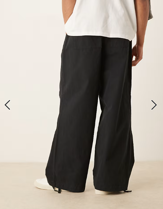 ASOS DESIGN poplin parachute trouser in black