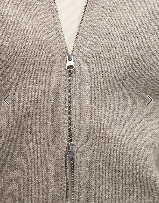 ARKET pure wool half zip oversized polo jumper in washed beige