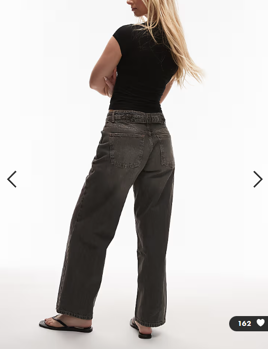 Topshop - hourglass cinch low rise relaxed hean in dark grey
