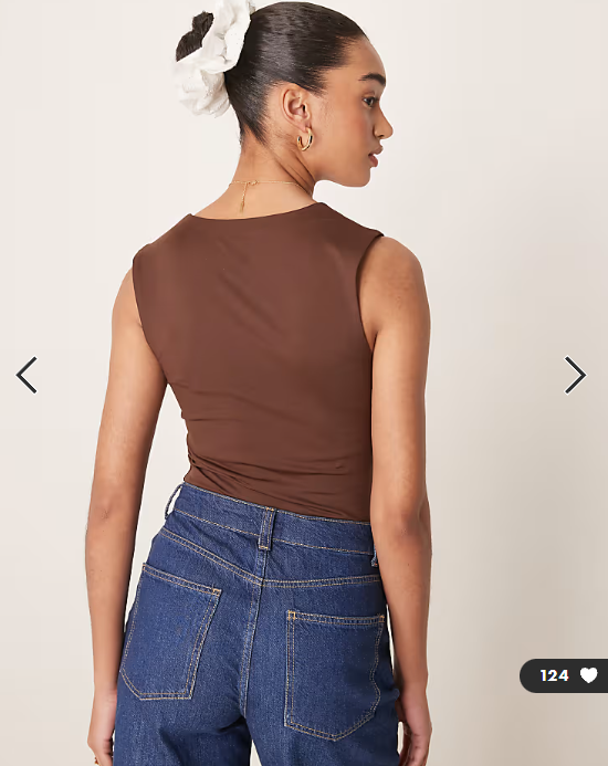 New Look square neck bodysuit in brown