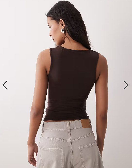 Gina Tricot square neck tank top in brown