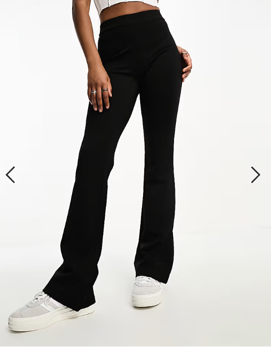 JDY Tall high waisted flared trousers in black