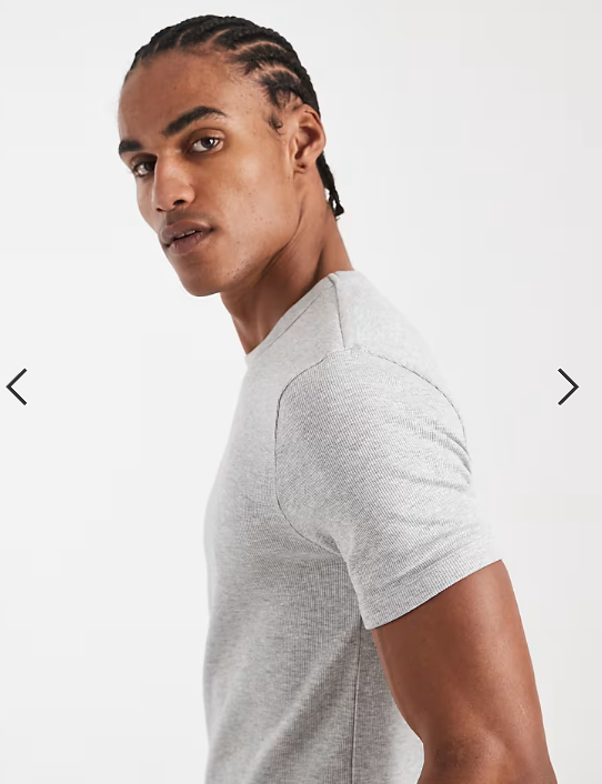 New Look muscle fit ribbed t-shirt in grey marl.