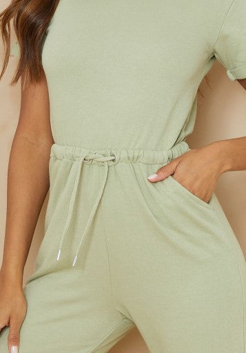 RENEW Light Khaki Short Sleeve Sweat Jumpsuit