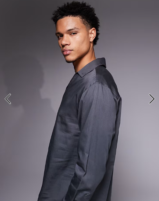 ASOS DESIGN relaxed deep v neck overhead shirt in grey