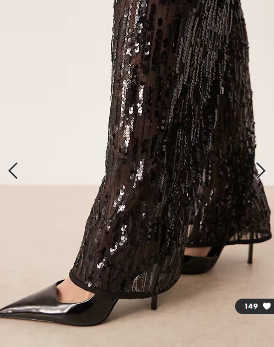 ASOS DESIGN tailored wide leg sheer sequin trousers co-ord in black