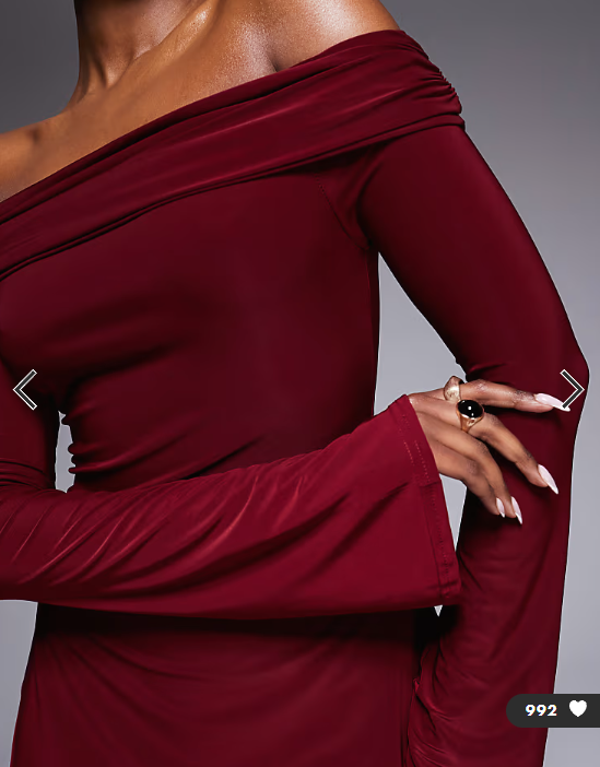 Kaiia exclusive double layered slinky bardot skater mini dress in burgundy