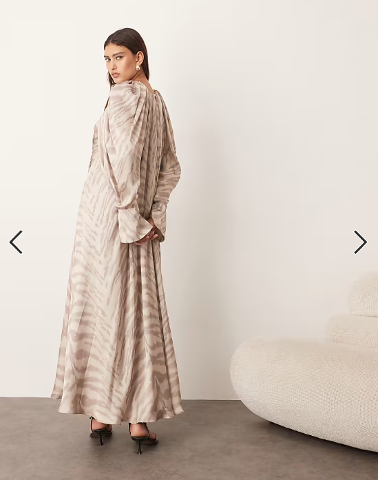 ARRANGE drawstring detail volume trapeze maxi dress in tiger print