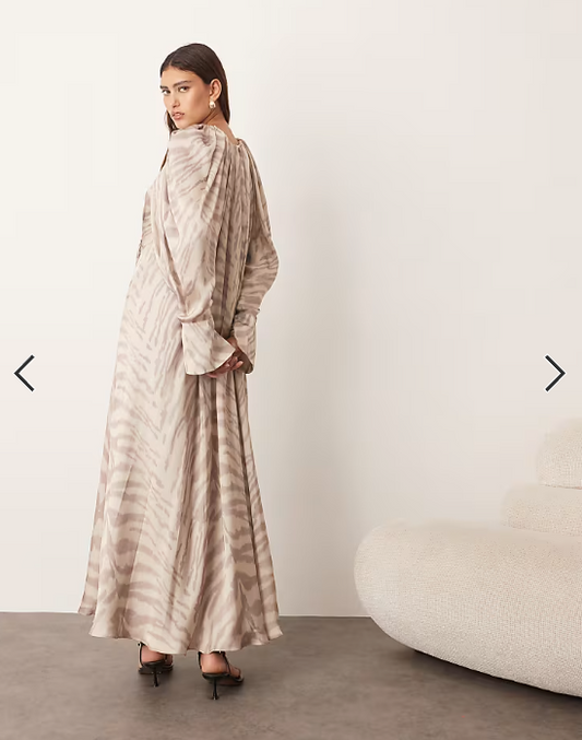 ARRANGE drawstring detail volume trapeze maxi dress in tiger print