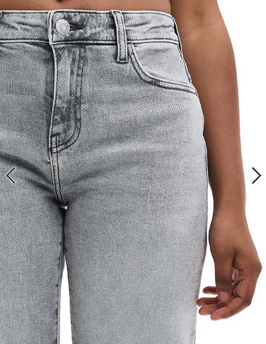 Noisy May Yolanda mid rise straight leg jeans in light grey wash