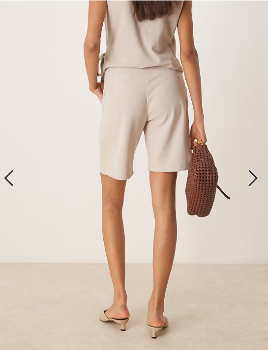 JDY longline tailored shorts in beige