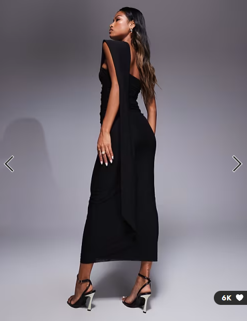 ASOS DESIGN mesh scarf detail bandeau maxi dress in black