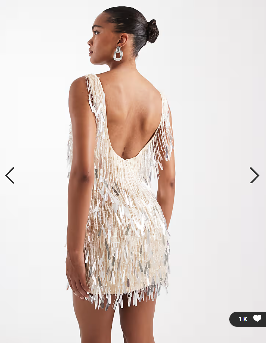 Asos Design Curved Neck allover Embellished
