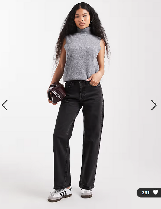 ASOS DESIGN Petite comfort stretch straight leg jean in washed black