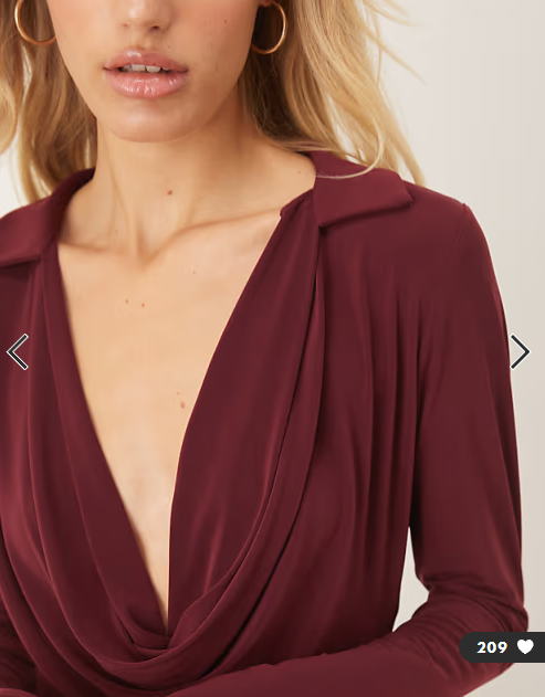 Asos - deep cowl neck slinky bodysuit in burgundy