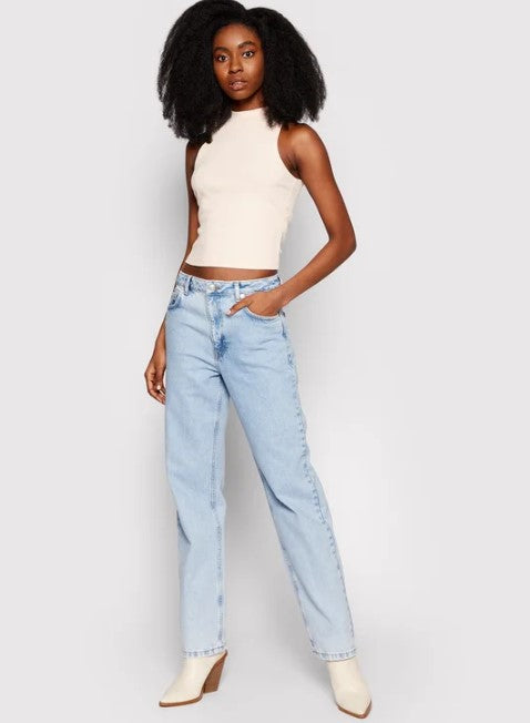 Contrast Pocket High Waist Denim