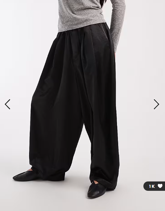 COLLUSION XL balloon trouser in black satin