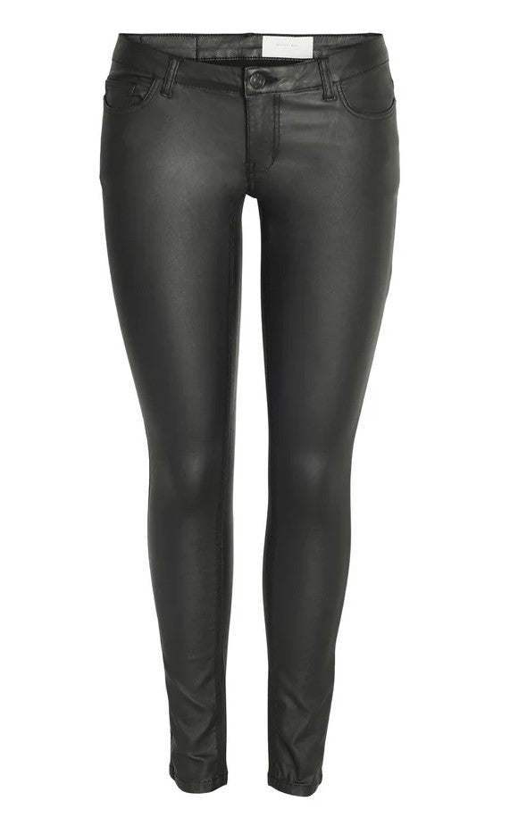 Noisy May - NMALLIE LW SKINNY COATED BLACK PANT Housut.