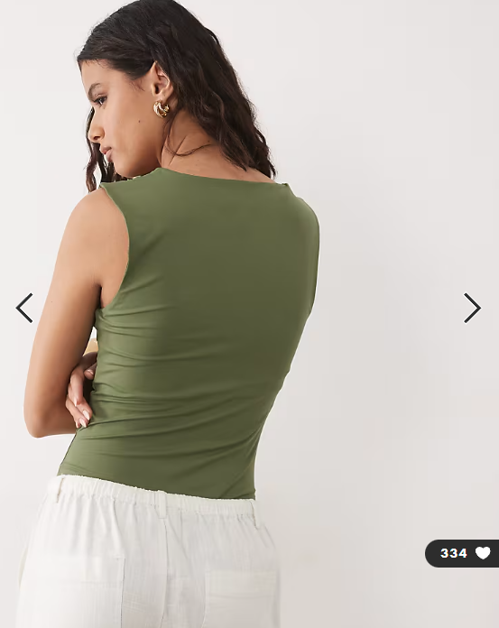 New Look square neck bodysuit in khaki