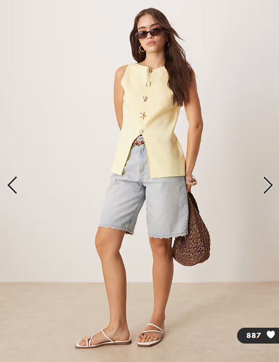 ASOS DESIGN knitted slash neck multi button waistcoat in buttermilk