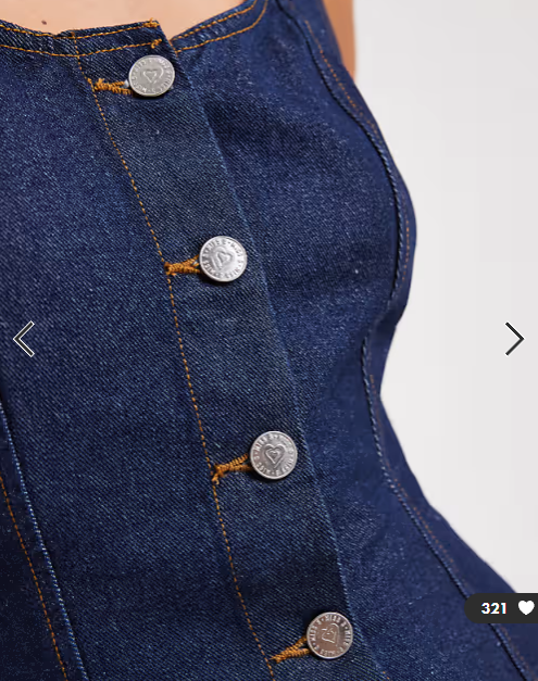 Miss Selfridge button through denim mini dress in blue wash