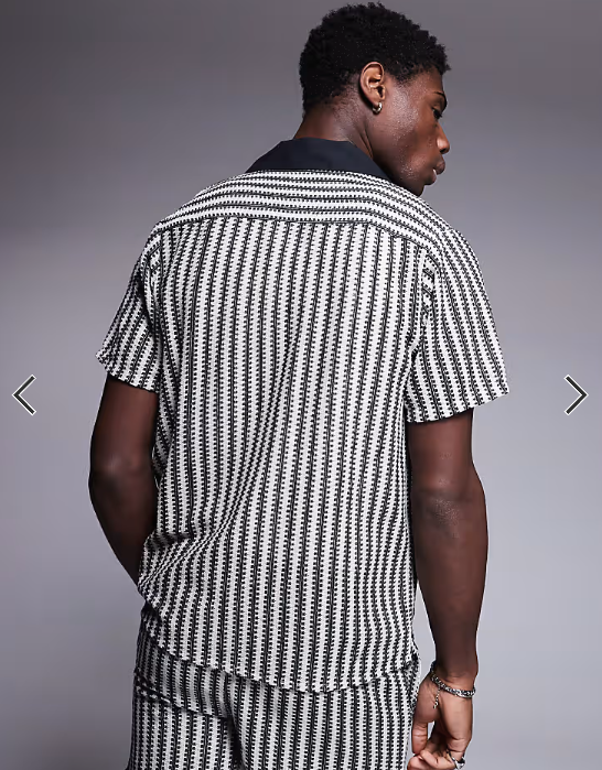 South Beach stripe knit beach shirt co-ord in black