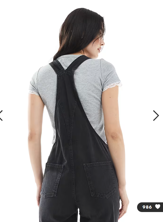 ASOS DESIGN denim dungaree in washed black