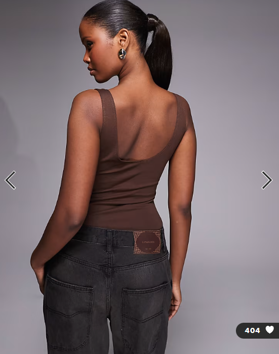 ASOS DESIGN layered cupped bodysuit in brown