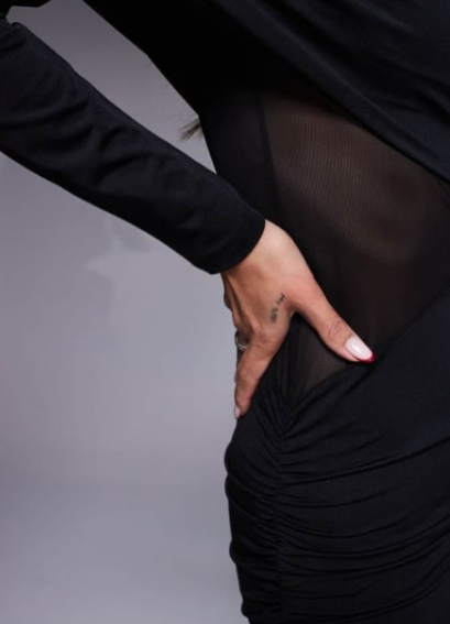Asos Design. Asymmetric One Shoulder Maxi Dress With Mesh Cut Maxi Dress Black