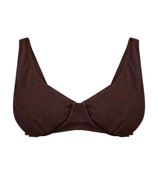 Chocolate Mix & Match Crinkle Fuller Bust Underwired Bikini Top