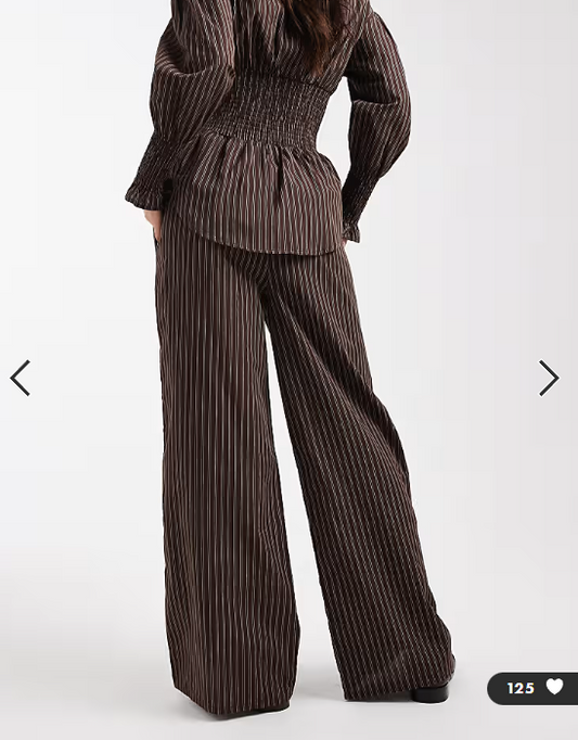 Daisy Street pull on drawstring trouser in brown stripe co-ord
