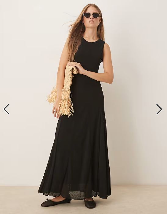 Asos - godet insert maxi dress in black