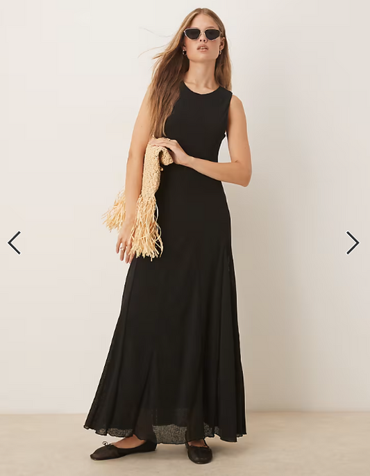 Asos - godet insert maxi dress in black