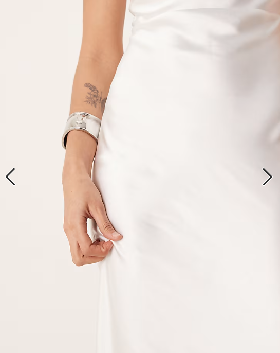 Pretty Lavish Bridal Keisha satin drape cowl neck cami maxi dress in ivory