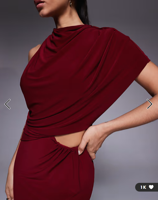 ASOS DESIGN slinky caped one shoulder cut out maxi dress with open back in burgundy