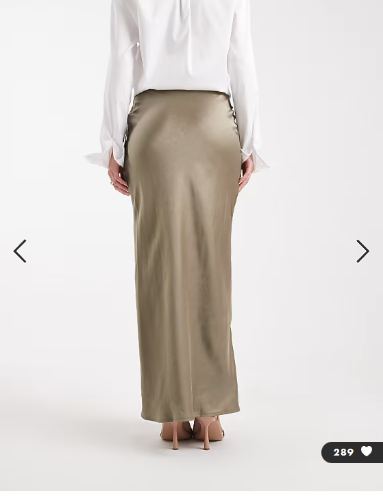 Asos - 4th & Reckless satin column maxi skirt in olive